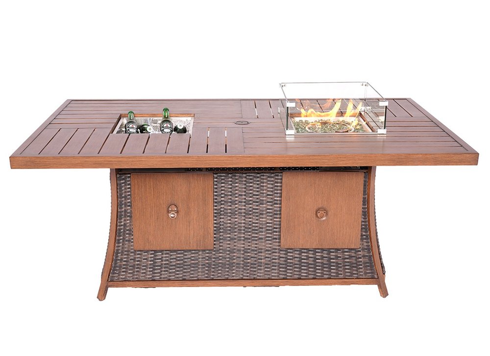 71" Brown Aluminum Cooler Insert with Umbrella Hole & Drainage System
