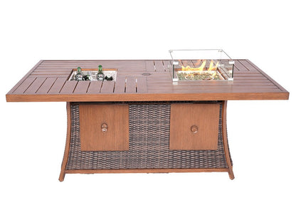 71" Brown Aluminum Cooler Insert with Umbrella Hole & Drainage System