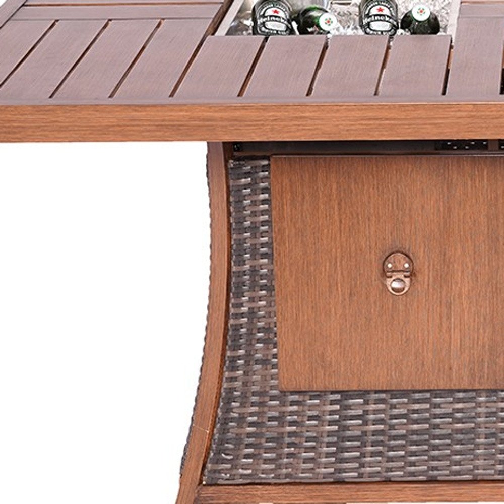 71" Brown Aluminum Cooler Insert with Umbrella Hole & Drainage System