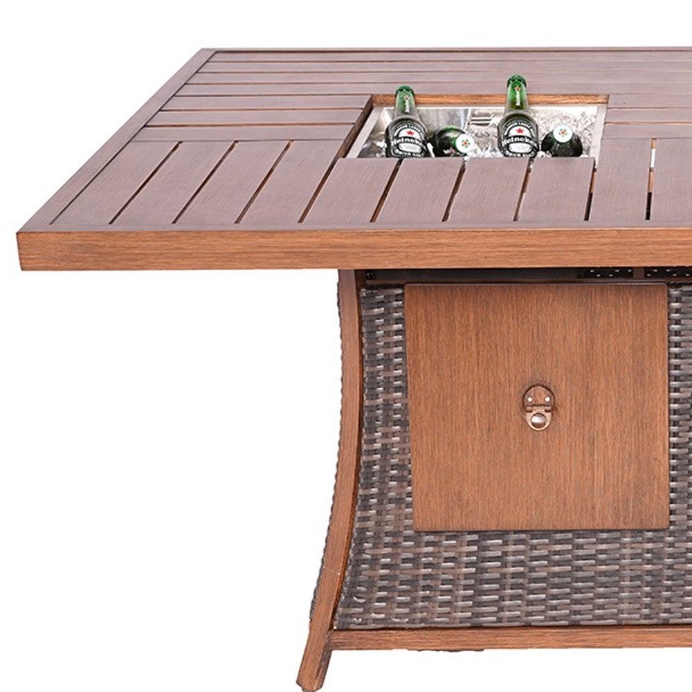 71" Brown Aluminum Cooler Insert with Umbrella Hole & Drainage System