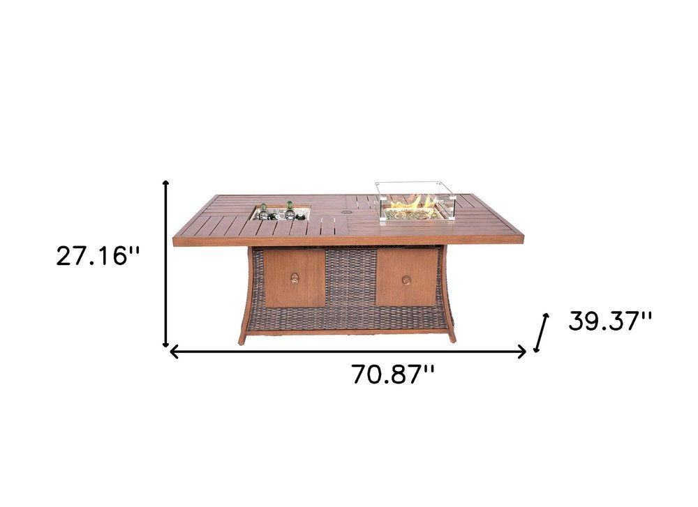 71" Brown Aluminum Cooler Insert with Umbrella Hole & Drainage System