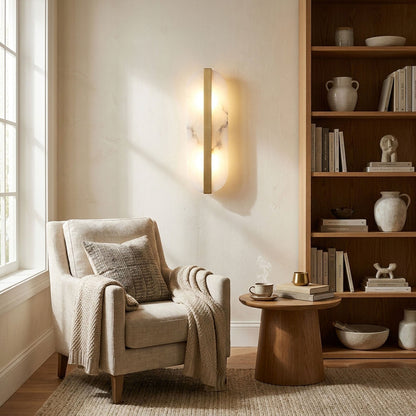 Modern Long Ellipse Alabaster Wall Sconce with Adjustable Light Direct