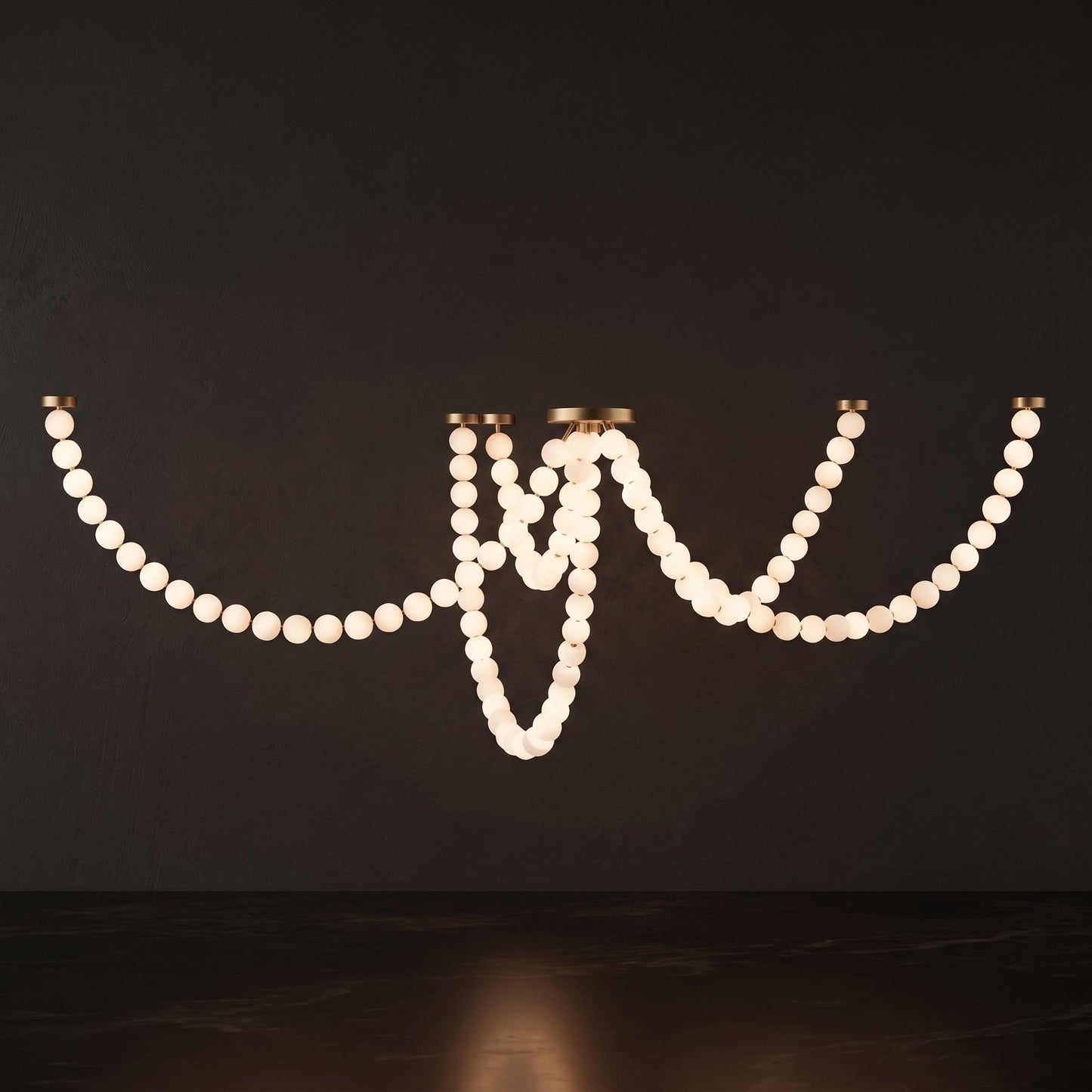 Elegant Pearl Glass Chandelier with Adjustable Height & Soft Lighting