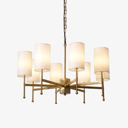 Brass Chandelier with Adjustable Height and Elegant Crystal Accents
