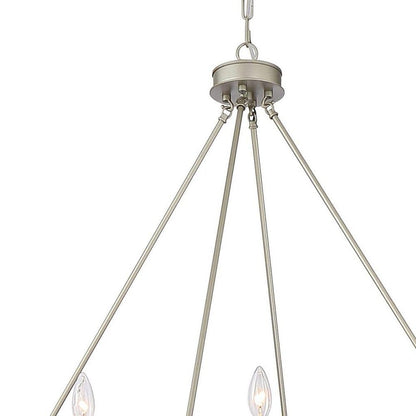 Dimmable Silver Twelve-Light Metal Chandelier with Elegant Candle Desi