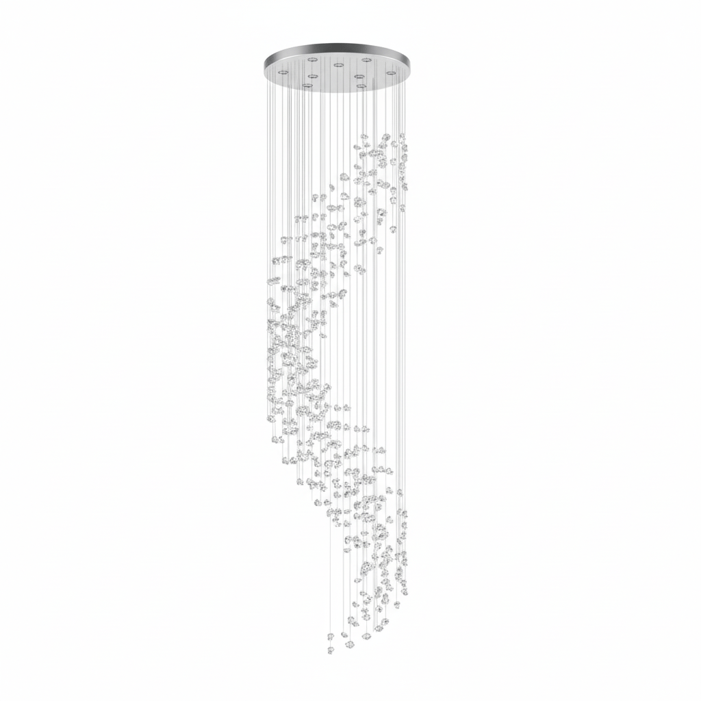 Customizable Raw Crystal Chandelier with Adjustable Height & Dimmable