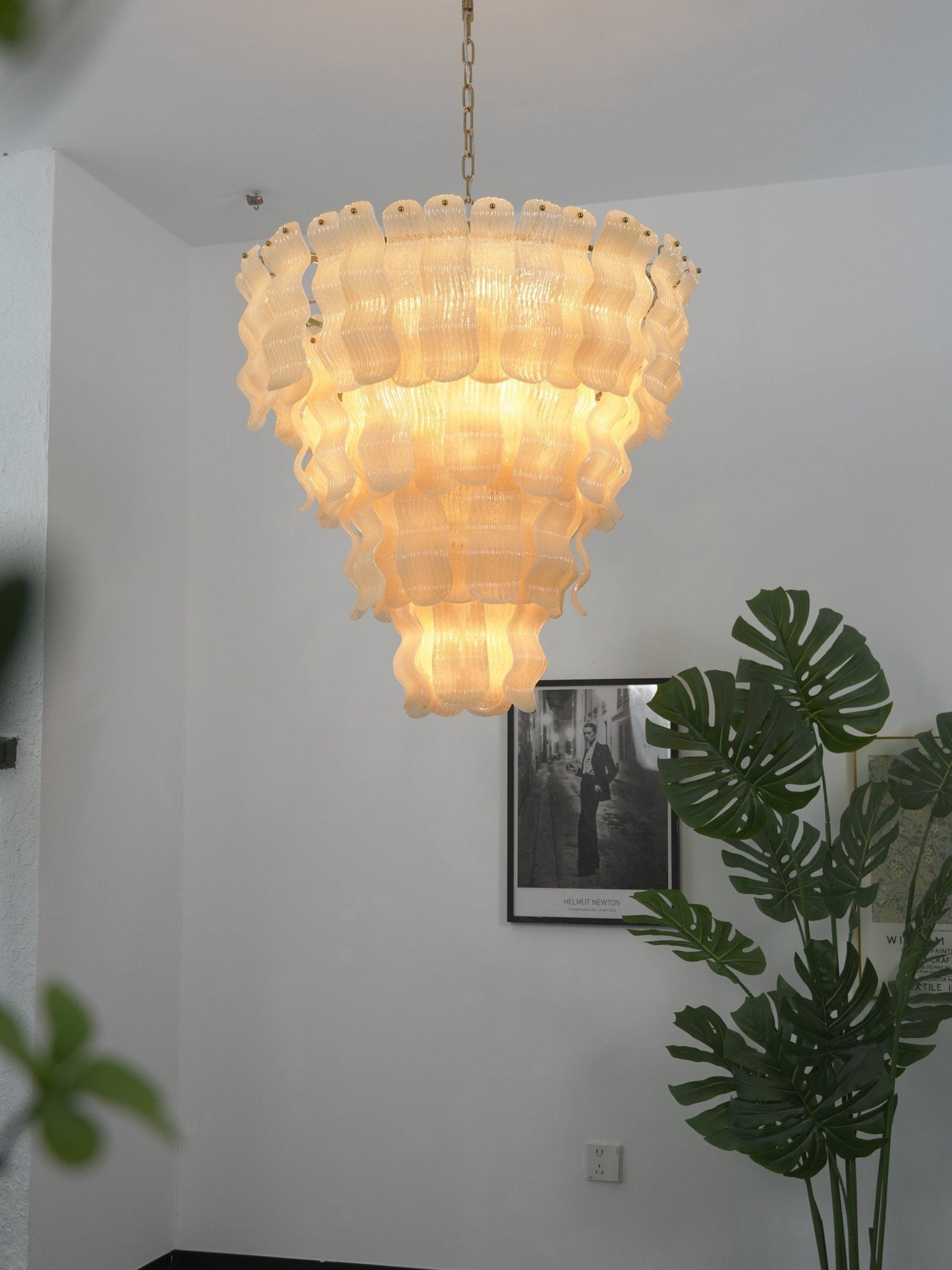 Pollensa Glass Chandelier - Elegant Design with Adjustable Height & LE