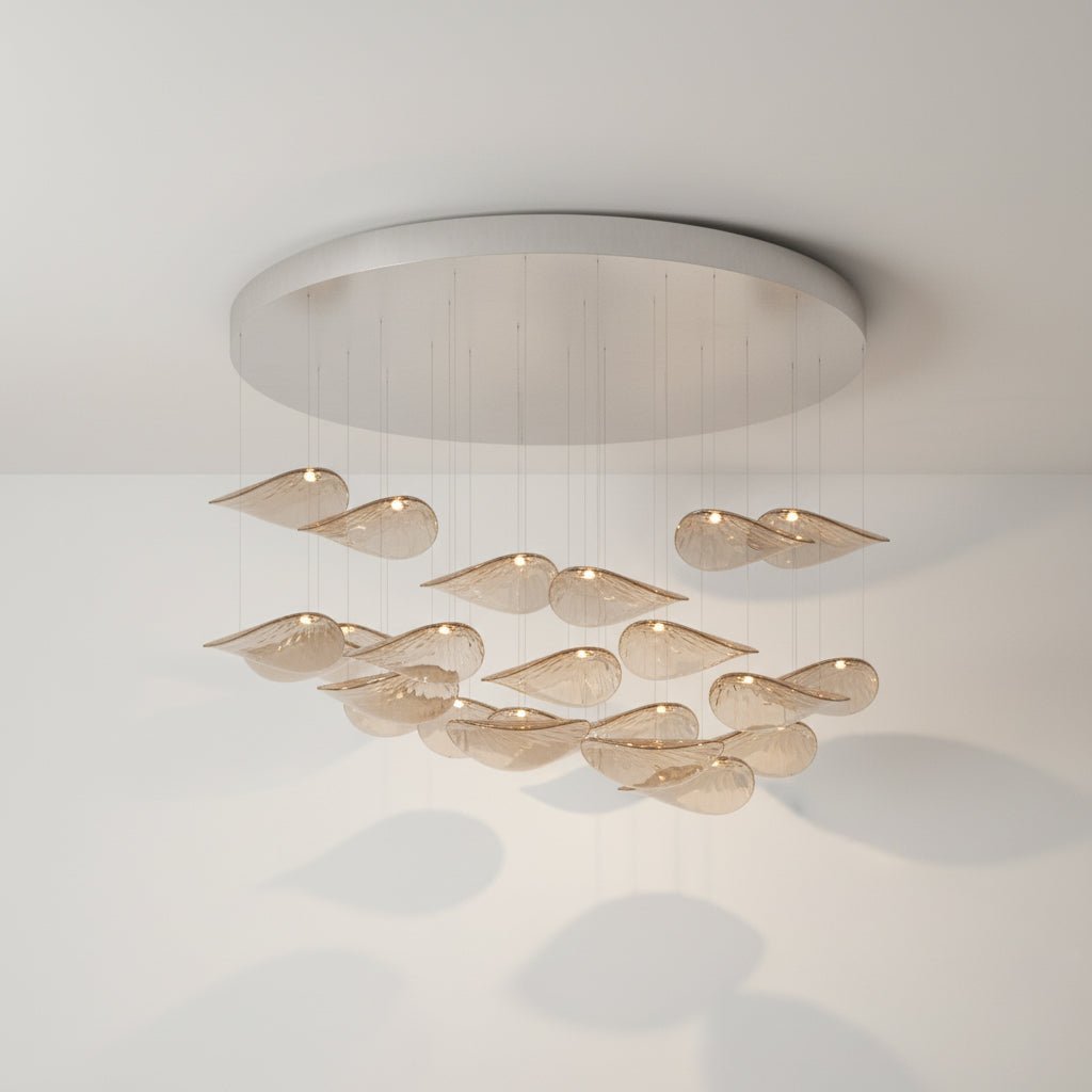 Elegant Wave Floating Leaf Chandelier with Adjustable Brightness & Eco