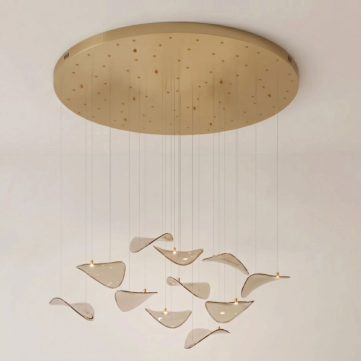 Elegant Wave Floating Leaf Chandelier with Adjustable Brightness & Eco