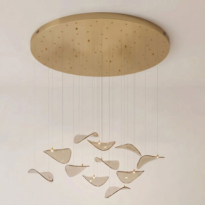 Elegant Wave Floating Leaf Chandelier with Adjustable Brightness & Eco