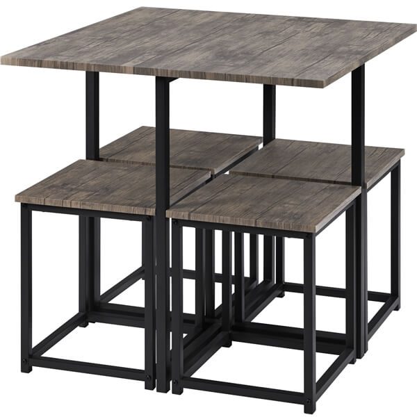 Dining Table Set for 4 Industrial Kitchen Table with 4 Chairs Position 3