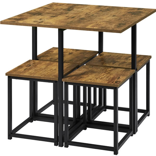 Dining Table Set for 4 Industrial Kitchen Table with 4 Chairs Position 4