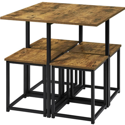 Dining Table Set for 4 Industrial Kitchen Table with 4 Chairs Position 4