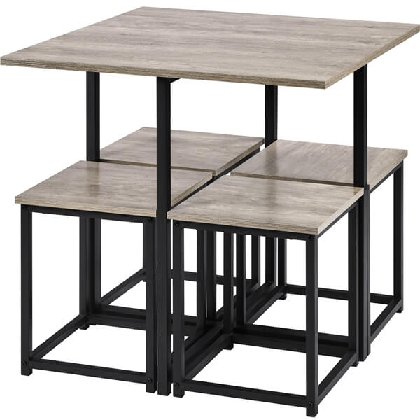 Dining Table Set for 4 Industrial Kitchen Table with 4 Chairs Position 2