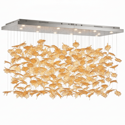 Multicolor Crystal Maple Leaf Chandelier with Adjustable Height & LED