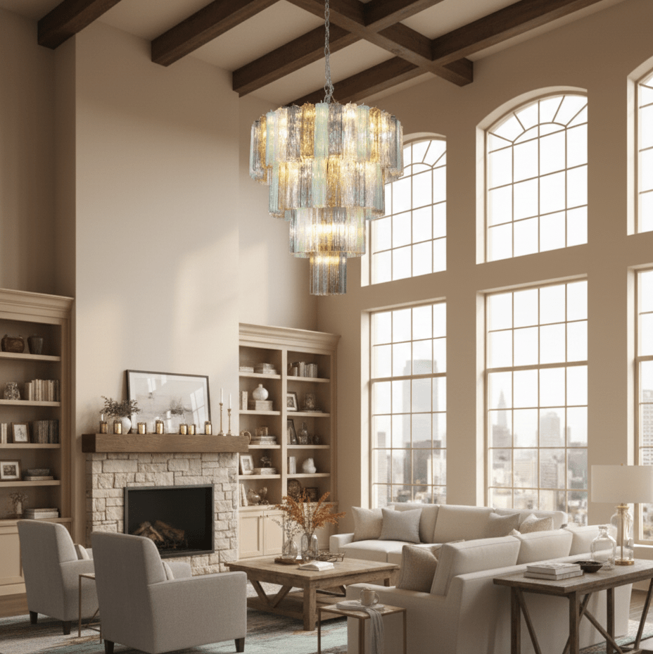 Lustrava Prism Chandelier - Elegant Design with Adjustable Height & LE