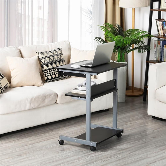 Rolling Laptop Desk with Storage Drawer & Locking Casters — front view