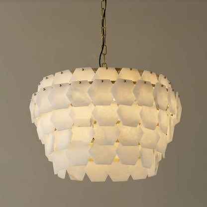 Hexa Cloud Alabaster Pendant Light - Modern Design, Adjustable Height