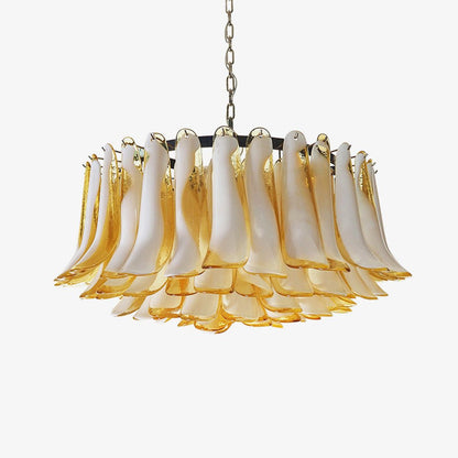 Petal Amber Glass Chandelier - Elegant Design with Adjustable Height