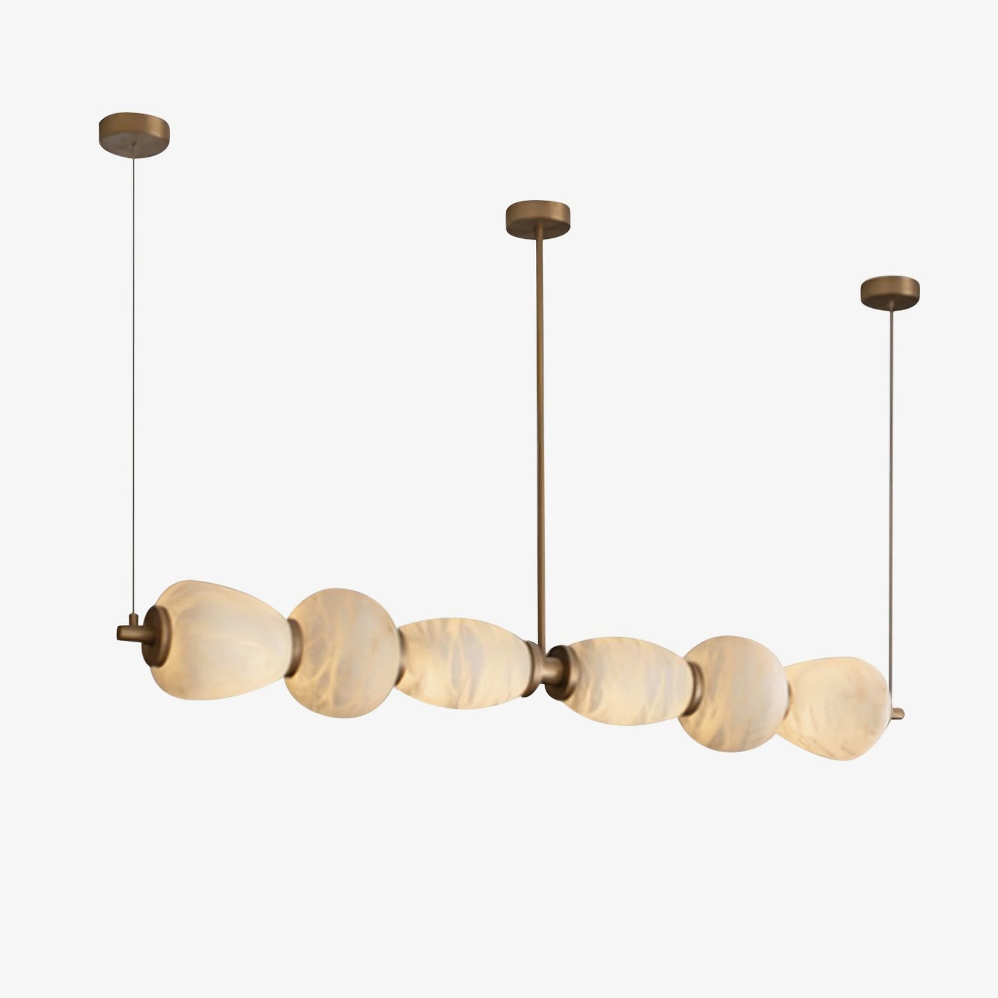 Alabaster Pebble Linear Chandelier - Modern Design, Adjustable Height