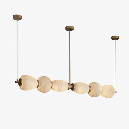 Alabaster Pebble Linear Chandelier - Modern Design, Adjustable Height