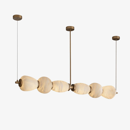 Alabaster Pebble Linear Chandelier - Modern Design, Adjustable Height