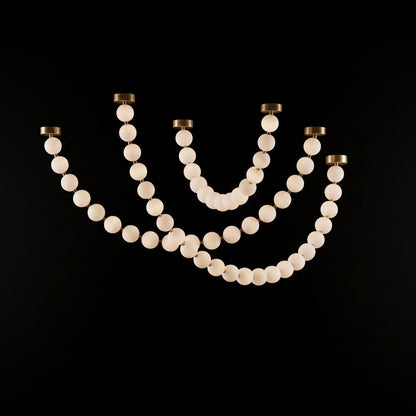 Elegant Pearl Glass Chandelier with Adjustable Height & Soft Lighting