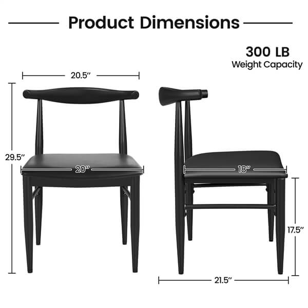 Set of 2 PU Leather Dining Chairs Armless Kitchen Chairs Position 3