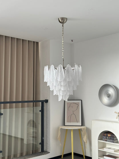 Elegant Glass Teardrop Chandelier with Adjustable Height & LED Compati