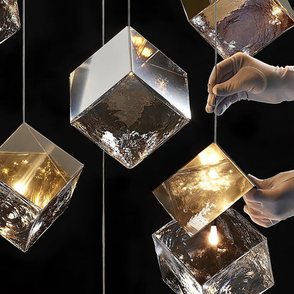 Cubic Luster Cascade Chandelier – Elegant Design with Adjustable Heigh