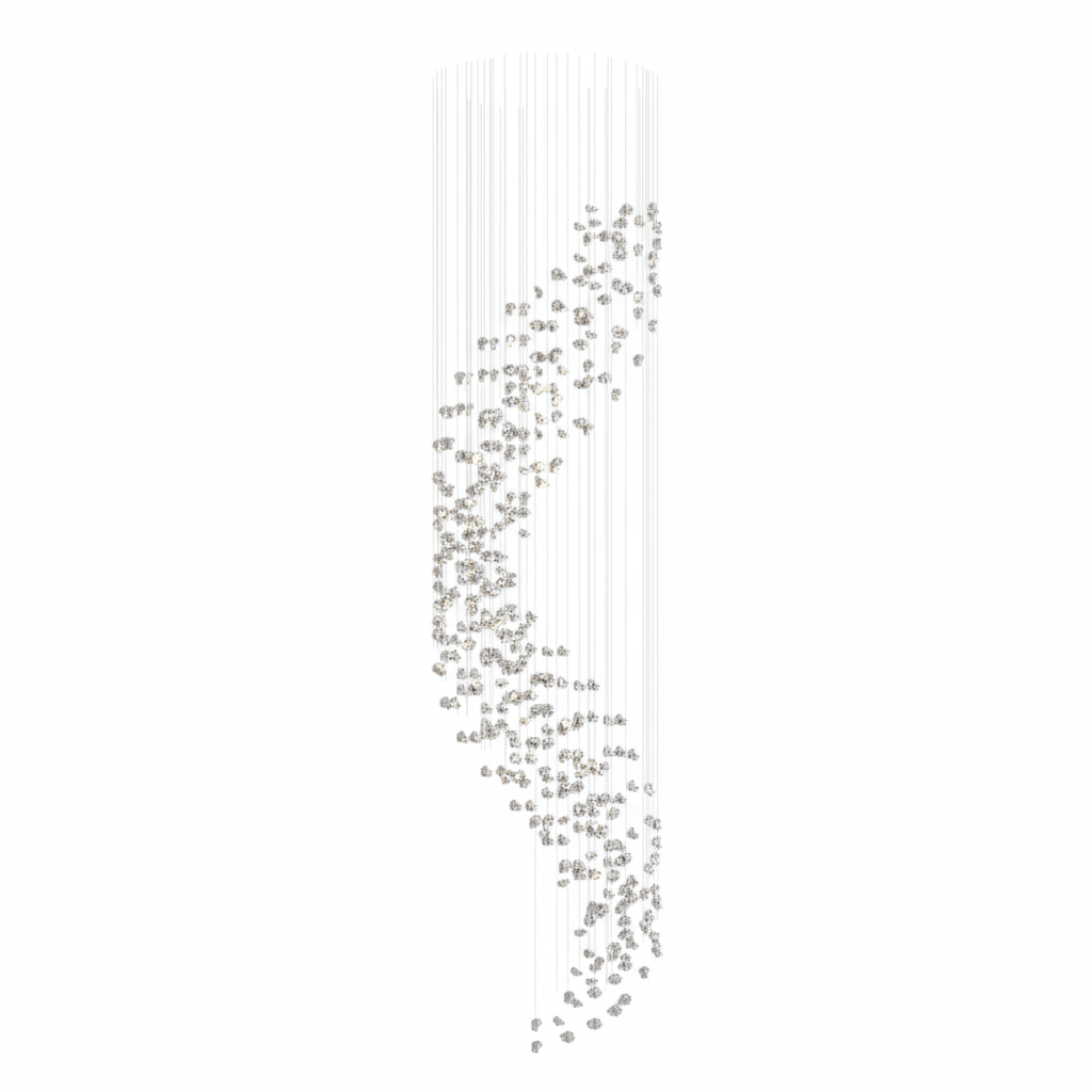 Customizable Raw Crystal Chandelier with Adjustable Height & Dimmable