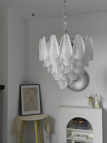 Elegant Glass Teardrop Chandelier with Adjustable Height & LED Compati