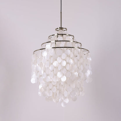 Elegant Round Shell Chandelier with Adjustable Height & Soft Lighting