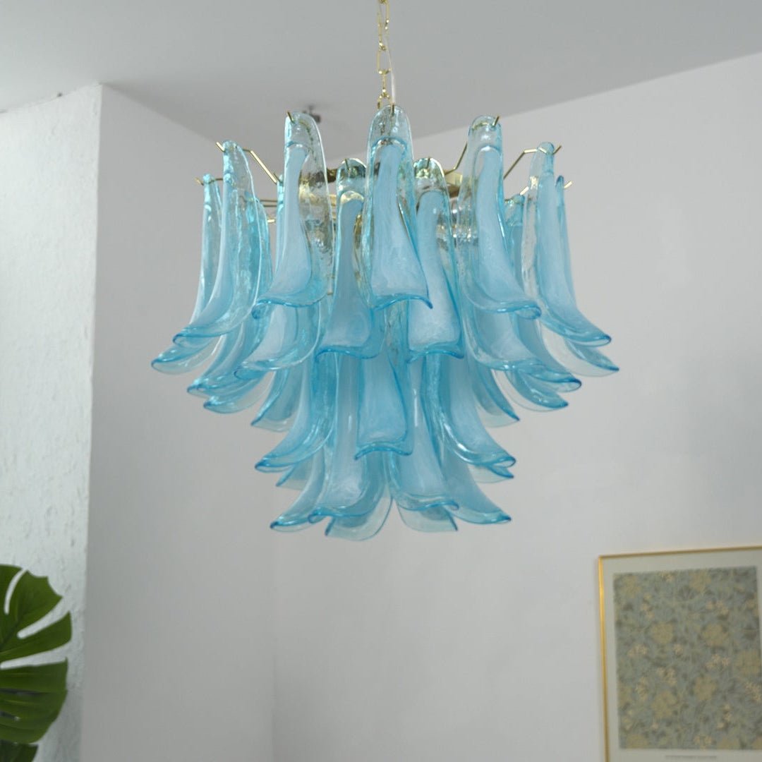 Azure Drift Glass Chandelier - Elegant Design, Adjustable Height, LED