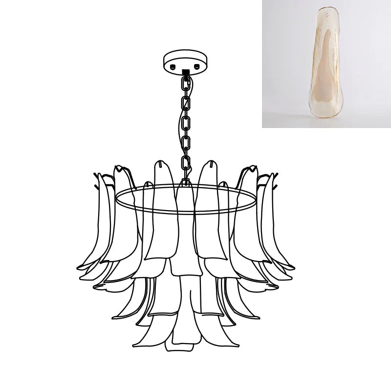 Elegant Glass Leaf Chandelier - Adjustable Height, Energy Efficient Li