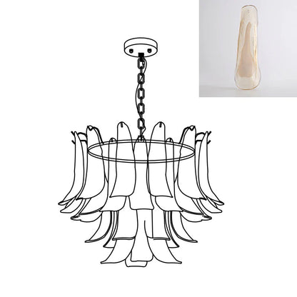 Elegant Glass Leaf Chandelier - Adjustable Height, Energy Efficient Li