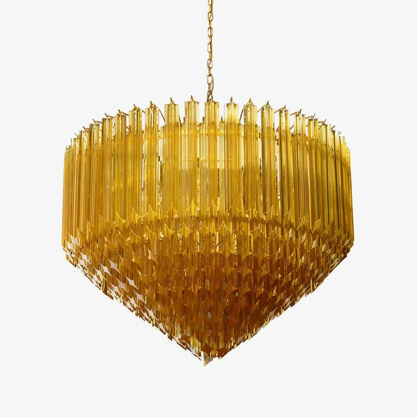 Prism Amber Glass Chandelier - Elegant Design with Adjustable Height