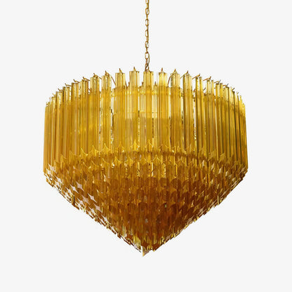 Prism Amber Glass Chandelier - Elegant Design with Adjustable Height