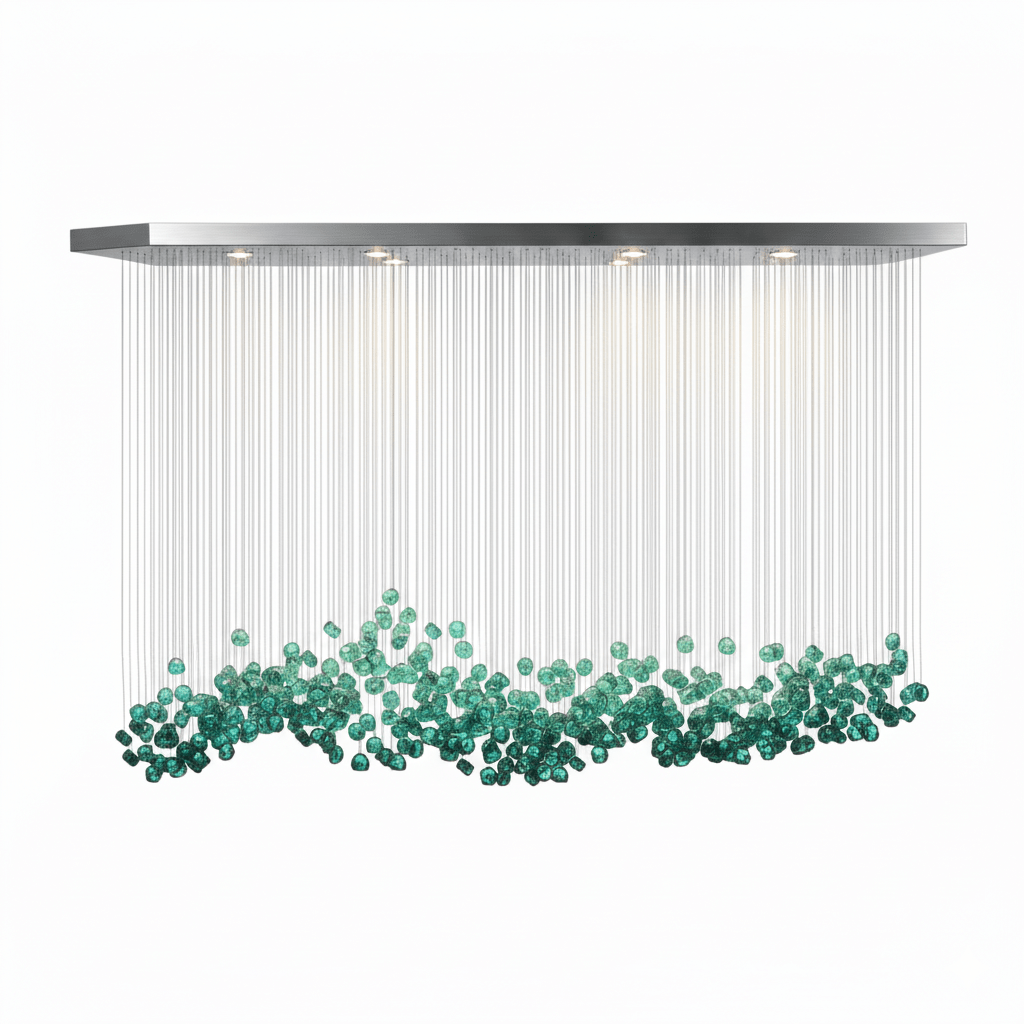 Elegant Crystal Stone Chandelier with Adjustable Height & LED Compatib