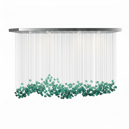 Elegant Crystal Stone Chandelier with Adjustable Height & LED Compatib