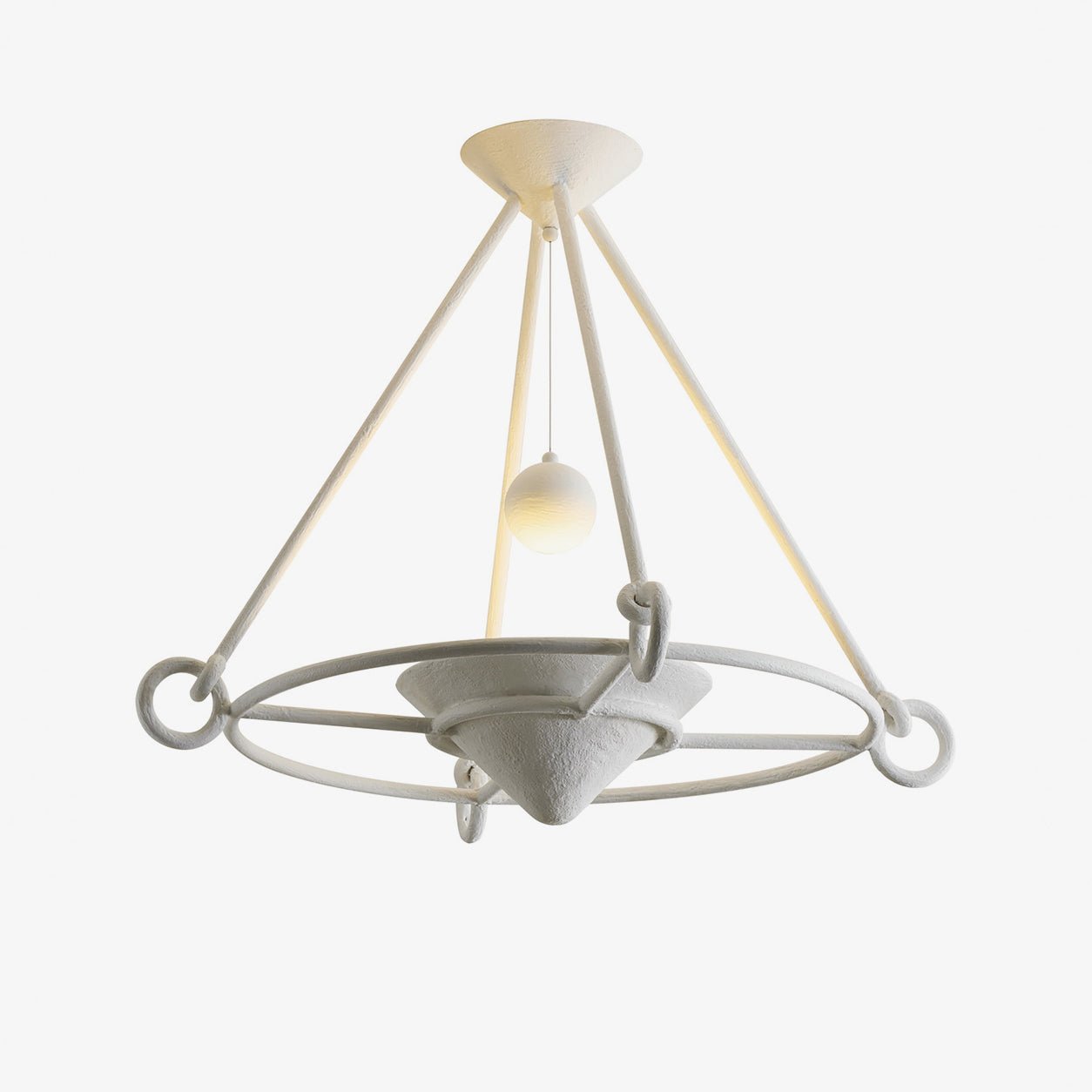 Elegant Sculptural Plaster Chandelier with Adjustable Lighting & Moder