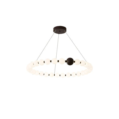 Celestial Bead Ring Chandelier - Elegant Design with Adjustable Height