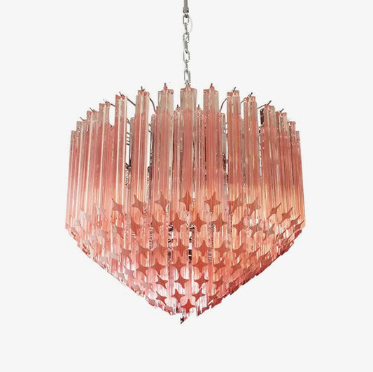 Modern Prism Pink Glass Chandelier - Elegant Design & Adjustable Heigh