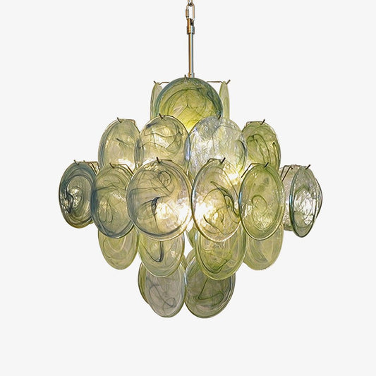 Verdant Bloom Elegant Glass Chandelier with Adjustable Height & Dimmab