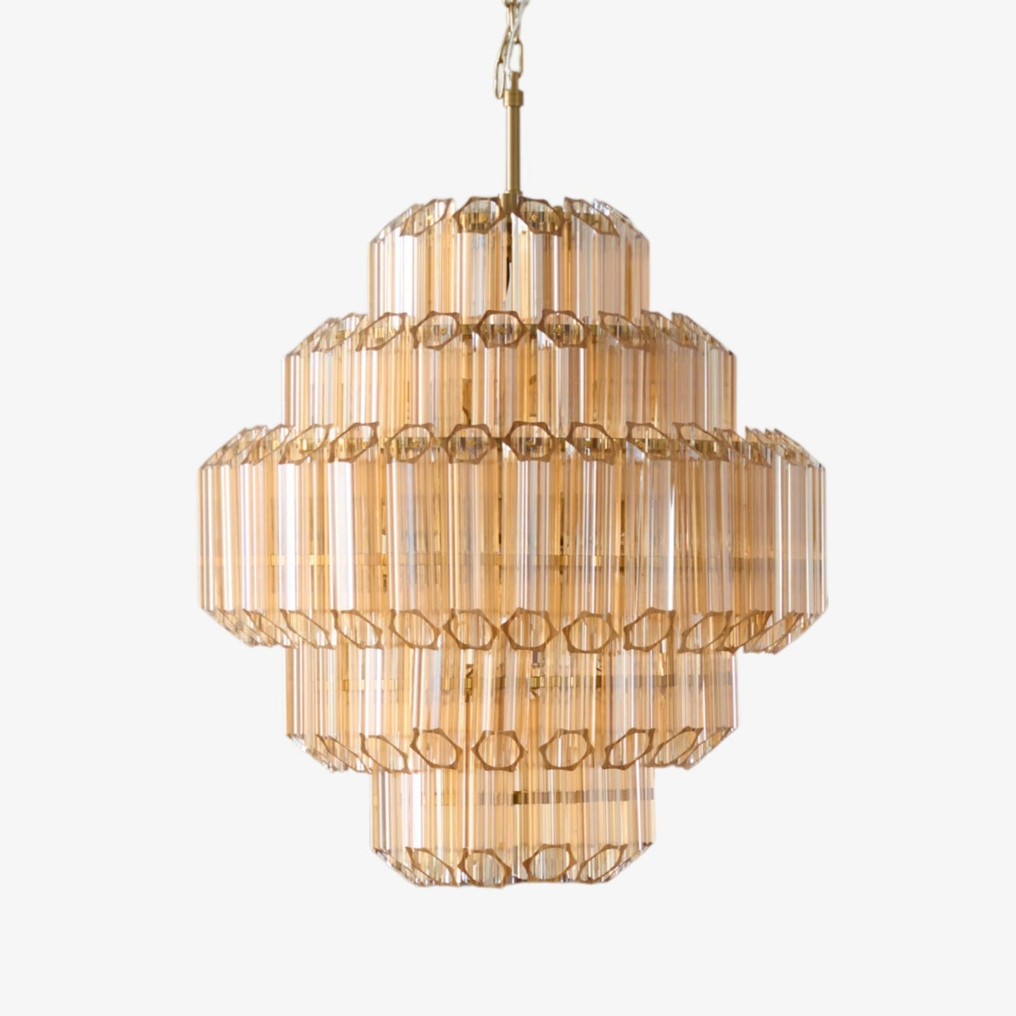 Aurum Cascade Glass Chandelier - Elegant Design with Adjustable Height