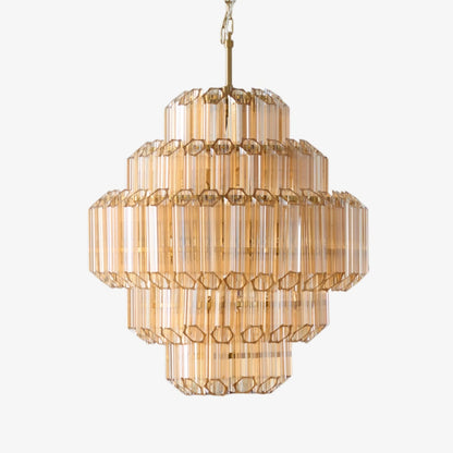 Aurum Cascade Glass Chandelier - Elegant Design with Adjustable Height