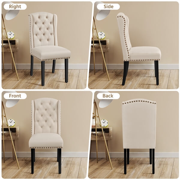 Upholstered Dining Chairs Set of 6 Button Tufted Kitchen Chairs Position 7