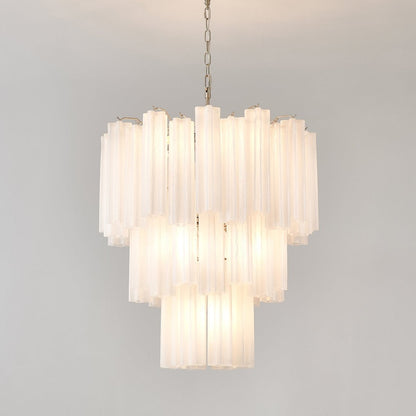 Frosted Glass Tubes Chandelier - Modern Design with Adjustable Height