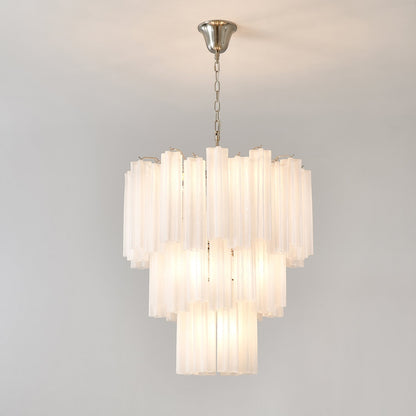 Frosted Glass Tubes Chandelier - Modern Design with Adjustable Height