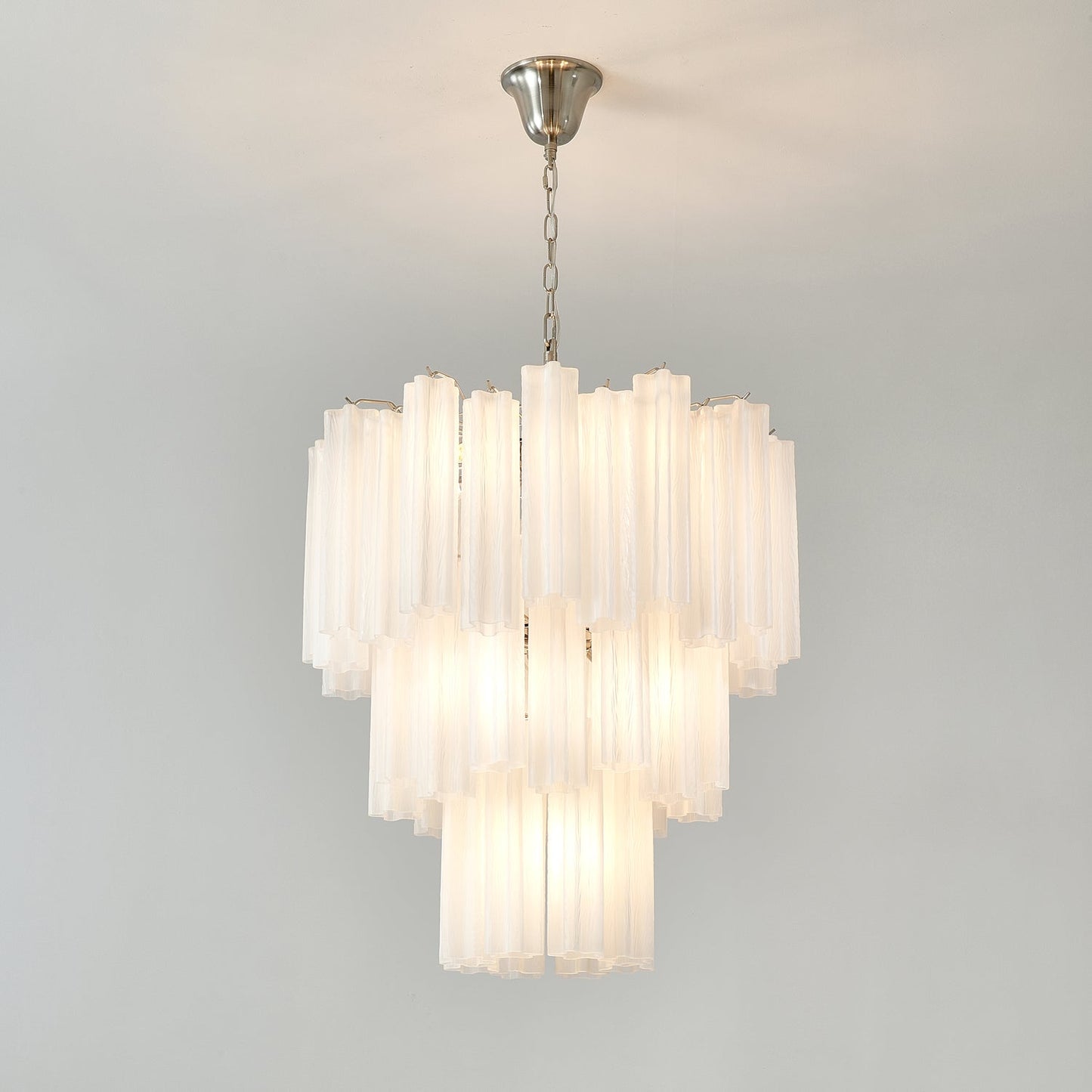 Frosted Glass Tubes Chandelier - Modern Design with Adjustable Height
